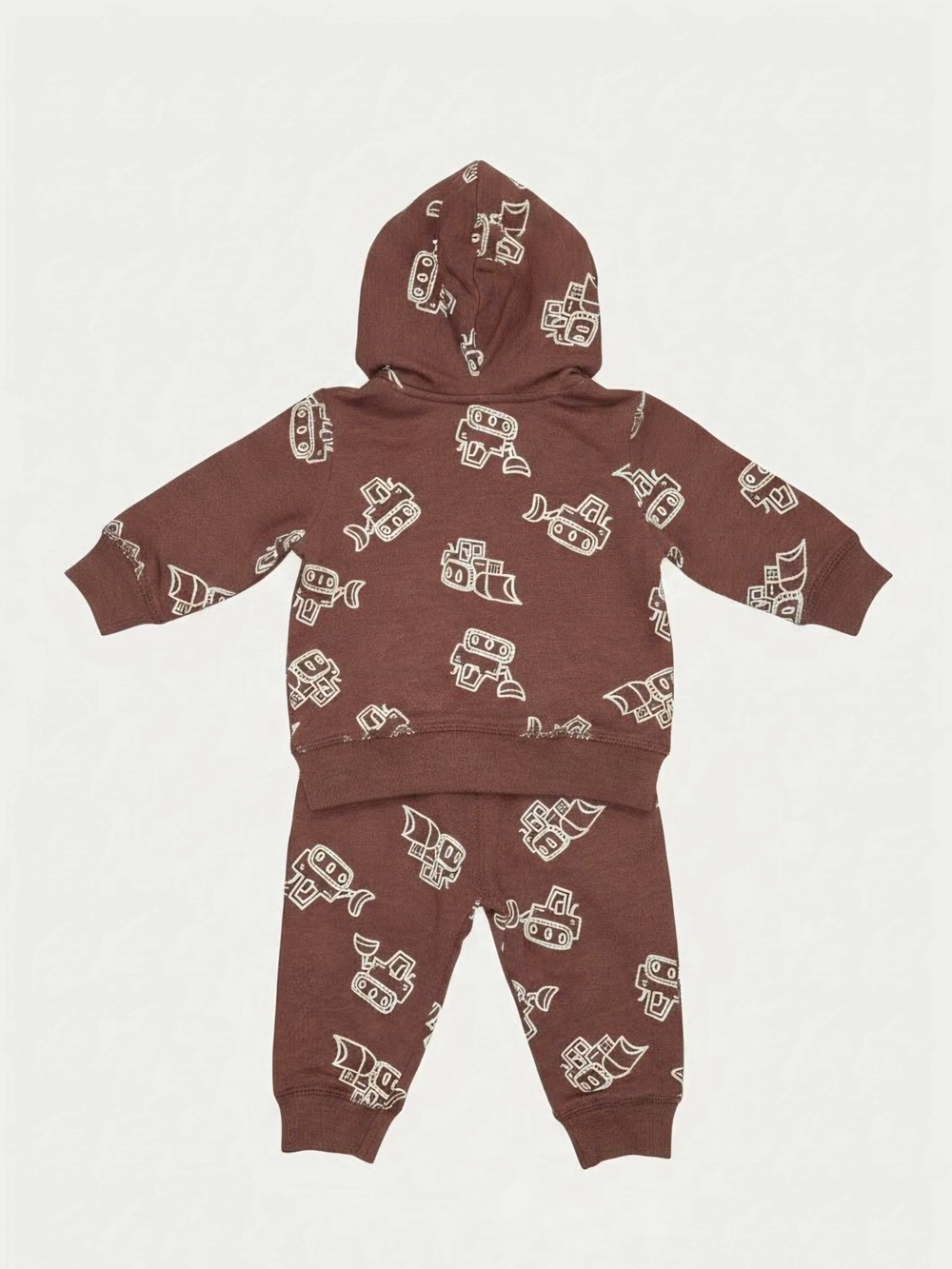 Carter's Brown Robot Print Hoodie & Jogger Set